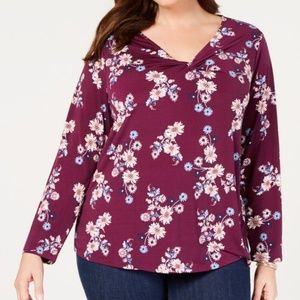❤️‍🔥 NWT Macys Purple Wine Floral Long Sleeve Blouse